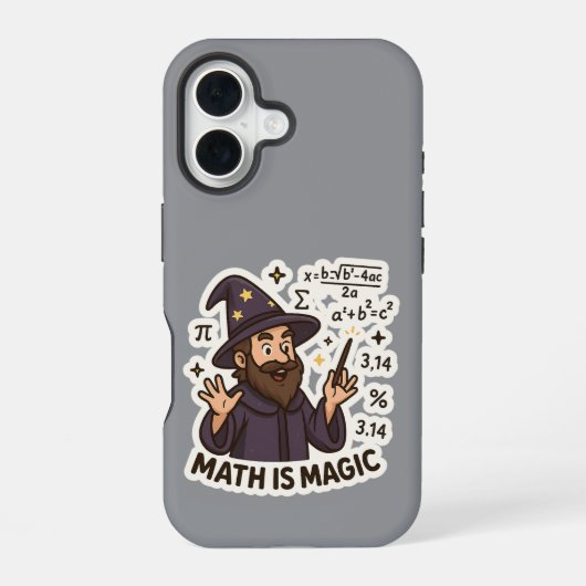 Coque iPhone 16 Autocollant Magicien des Maths – “Les Maths sont M (Verso)