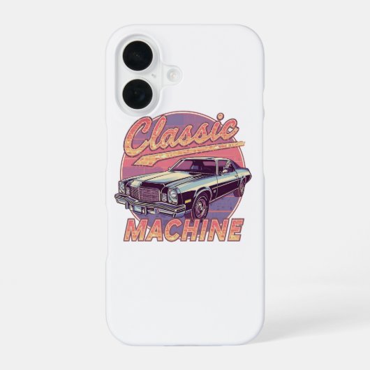 Coque iPhone 16 Automobile de style Vaporwave classique (Verso)