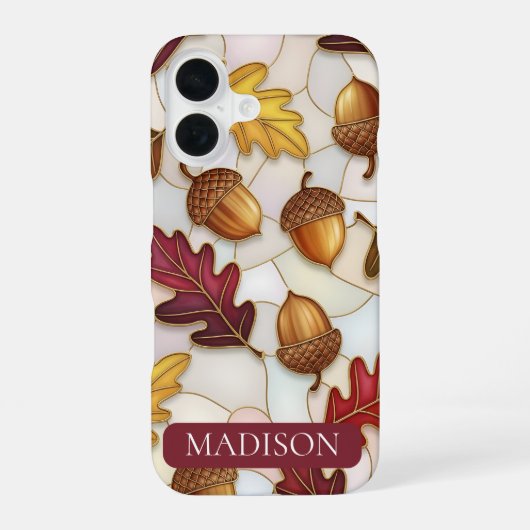 Coque iPhone 16 Autumn Maple Leaf Acorn Golden Nuts (Verso)