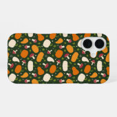 Coque iPhone 16 Autumn Pumpkins & Mushrooms Seamless Pattern Phone (Verso Horizontal)