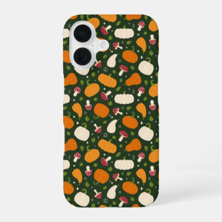 Coque iPhone 16 Autumn Pumpkins & Mushrooms Seamless Pattern Phone