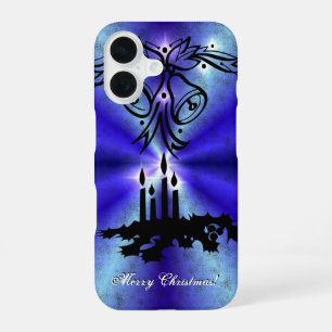 Coque iPhone 16 Avent, magie de Noël sur bleu