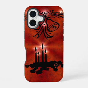 Coque iPhone 16 Avent, magie de Noël sur rouge
