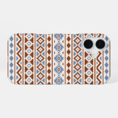 Coque iPhone 16 Aztec Essence Motif II Crème bleu rouille (Verso Horizontal)