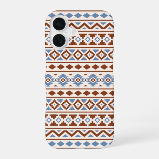 Coque iPhone 16 Aztec Essence Motif II Crème bleu rouille (Verso)