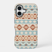 Coque iPhone 16 Aztec Essence Ptn III b Crème Terracottas Bleues (Verso)