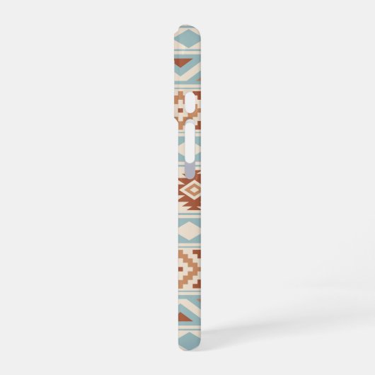 Coque iPhone 16 Aztec Essence Ptn III b Crème Terracottas Bleues (Côté gauche)