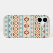 Coque iPhone 16 Aztec Essence Ptn III b Crème Terracottas Bleues (Verso Horizontal)