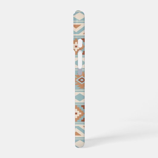 Coque iPhone 16 Aztec Essence Ptn IIIb Blue Cream Terracottas (Côté gauche)