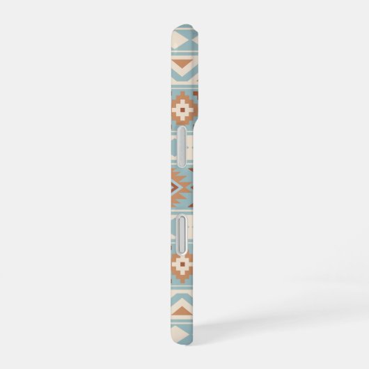 Coque iPhone 16 Aztec Essence Ptn IIIb Blue Cream Terracottas (Côté droit)