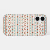 Coque iPhone 16 Aztec Formes Motif rouille crème Turquoise (Verso Horizontal)