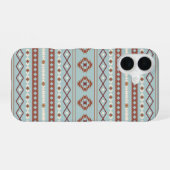 Coque iPhone 16 Aztec Mixte Motif Motif Rusts Crème Bleu (Verso Horizontal)