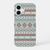 Coque iPhone 16 Aztec Mixte Motif Motif Rusts Crème Bleu (Verso)