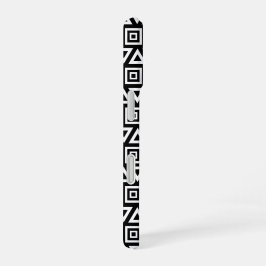 Coque iPhone 16 Aztec Triangles+Motif Carré blanc sur noir (Côté droit)