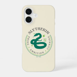 Coque iPhone 16 Badge de fierté de la maison serpent vert SLYTHERI