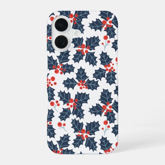 Coque iPhone 16 Baie de houx sur fond blanc (Verso)