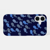 Coque iPhone 16 Baleines sur Bleu (Verso Horizontal)