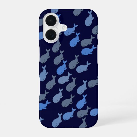 Coque iPhone 16 Baleines sur Bleu (Verso)