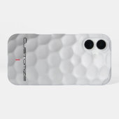 Coque iPhone 16 Balle de golf blanche texturée avec nom et numéro (Verso Horizontal)