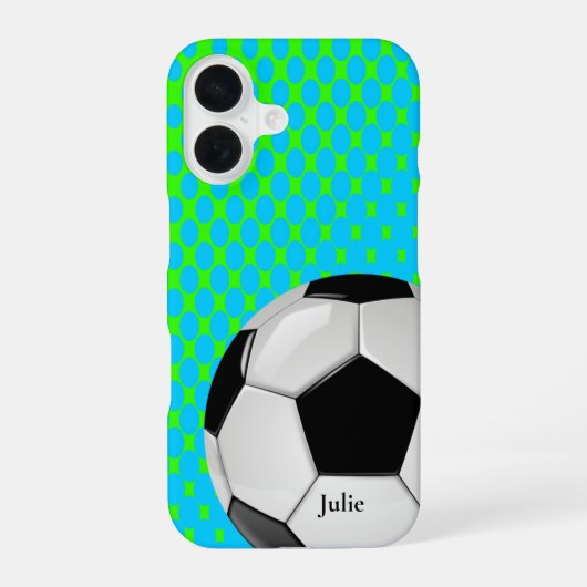 Coque iPhone 16 Balle de soccer personnalisée (Verso)