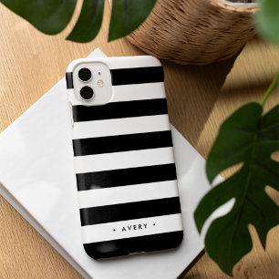 Coque iPhone 16 Bande noire et blanche personnalisée