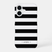 Coque iPhone 16 Bande noire et blanche personnalisée (Verso)