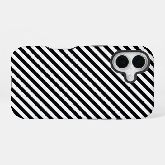 Coque iPhone 16 Bandes à angle noir et blanc (Verso Horizontal)