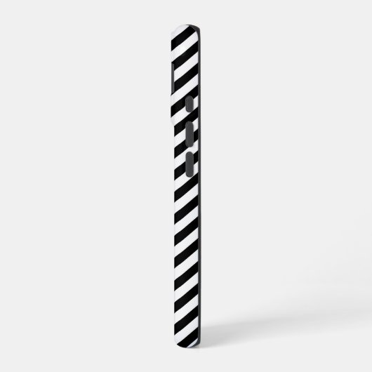 Coque iPhone 16 Bandes à angle noir et blanc (Côté gauche)