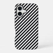 Coque iPhone 16 Bandes à angle noir et blanc (Verso)