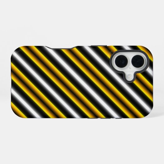 Coque iPhone 16 Bandes arc-en-ciel blanc jaune (Verso Horizontal)