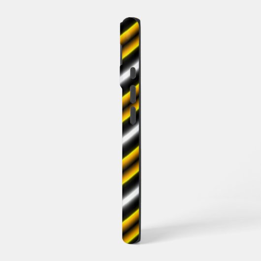 Coque iPhone 16 Bandes arc-en-ciel blanc jaune (Côté gauche)