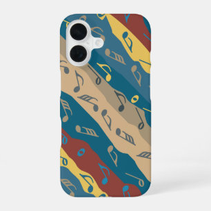 Coque iPhone 16 Bandes de notes de musique colorées
