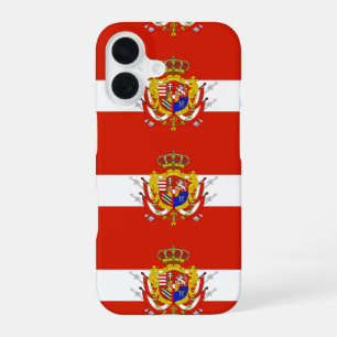 Coque iPhone 16 Bannière blanche rouge Grand-Duché de Toscane
