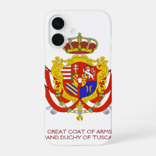 Coque iPhone 16 Bannière blanche rouge Grand-Duché de Toscane