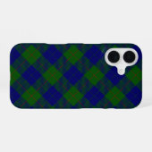 Coque iPhone 16 Barclay tartan bleu vert carreau (Verso Horizontal)