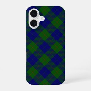 Coque iPhone 16 Barclay tartan bleu vert carreau