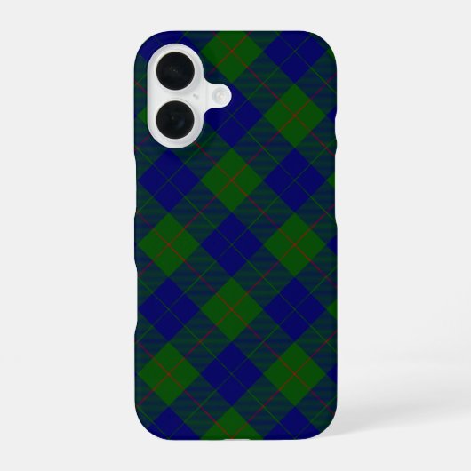 Coque iPhone 16 Barclay tartan bleu vert plaid (Verso)
