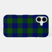 Coque iPhone 16 Barclay tartan bleu vert plaid (Verso Horizontal)