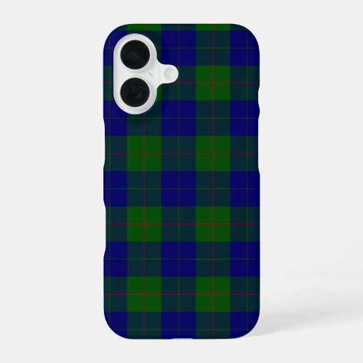 Coque iPhone 16 Barclay tartan bleu vert plaid (Verso)