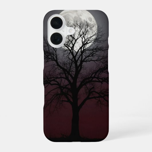Coque iPhone 16 Bare Tree and Full Moon Dark Case (Verso)