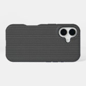 Coque iPhone 16 Base noire de fibres de carbone (Verso Horizontal)