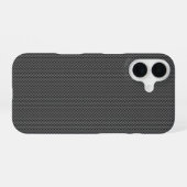 Coque iPhone 16 Base noire de fibres de carbone (Verso Horizontal)