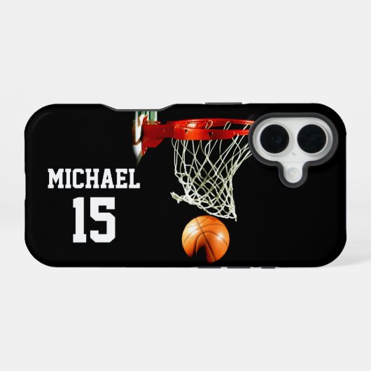 Coque iPhone 16 Basket-ball Votre nom (Verso Horizontal)