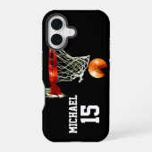 Coque iPhone 16 Basket-ball Votre nom (Verso)