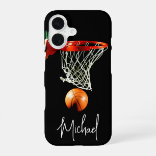 Coque iPhone 16 Basketball Remplacez par votre nom