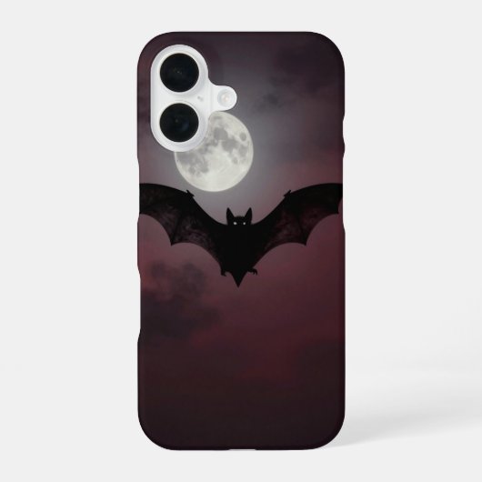 Coque iPhone 16 Bat Across the Moon Dark Gothic Case (Verso)