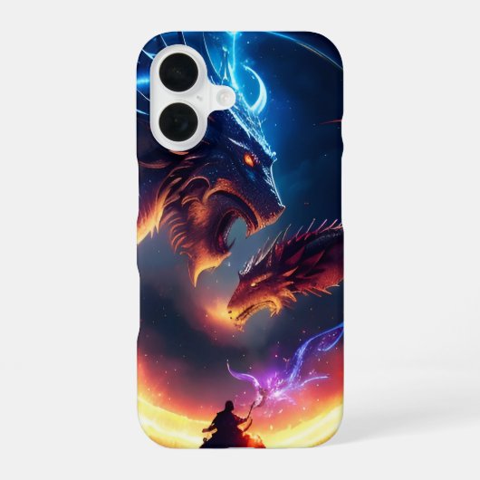 Coque iPhone 16 Bataille de dragon médiéval (Verso)
