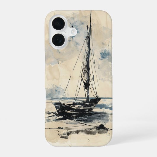 Coque iPhone 16 Bateau sur la plage (Verso)