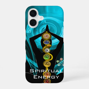COQUE iPhone 16 BÂTON ASCLÉPIUS, 7 CHAKRAS YOGA POSITION DU LOTUS