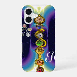 COQUE iPhone 16 BÂTON D'ASCLEPIUS 7 CHAKRAS, YOGA, ÉNERGIE SPIRITU